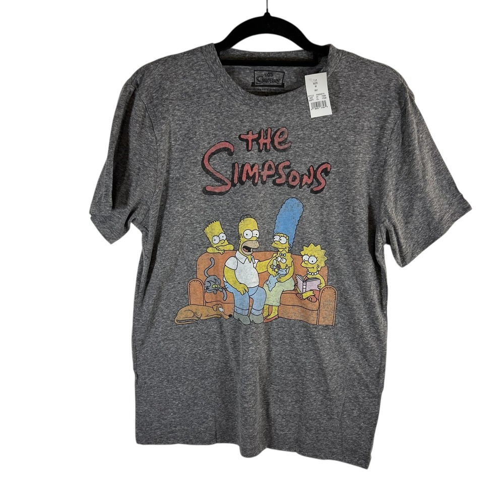 The Simpsons Couch Family Graphic T-Shirt Gray Heather Mens Medium‎ FMSN014 NWT